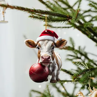 Niedlicher Acryl Ochse Weihnachtsbaumschmuck Lustig, Niedlicher Weihnachtsbaum Anhänger, Christbaumschmuck Ausgefallen, Weihnachtsanhänger Klein, Weihnachten Dekoration