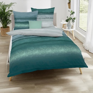 Kaeppel Biber Bettwäsche Mara smaragd 1 Bettbezug 135 x 200 cm + 1 Kissenbezug 80 x 80 cm