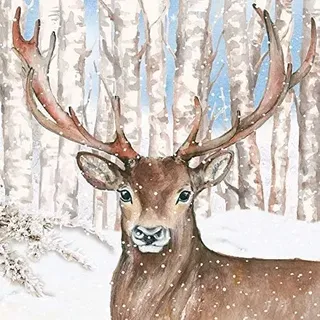 Weihnachts-Servietten Winter-Wald mit Hirsch CHARLES Tisch-Dekoration Weihnachts-Deko Winter Weihnachten & Advent Gedeckter Tisch Hirsche Rentiere Elch (40, Hirsch Charles)
