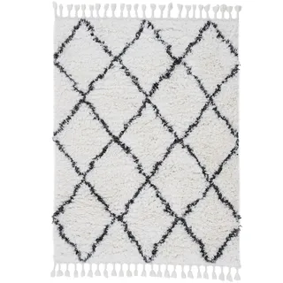 carpetfine Hochflor-Teppich CARPETFINE "Eddy", schwarz, B:200cm H:30mm L:250cm, Polyester, Teppiche, Fransenteppich, Shaggy, auch als Läufer und in quadratisch, mit Fransen, Wohnzimmer