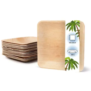 onlyleaf Palmblatt-Teller quadratisch 18 cm 200 St. Natur
