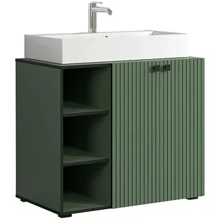 Trendteam Niklas Badmöbel-Set  (90 cm, Grün, Strukturiert, Breite Waschbecken: 80 cm)