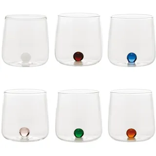 Set mit 6 Borosilikatgläsern, Bilia Tumbler Zafferano, verschiedene Farben