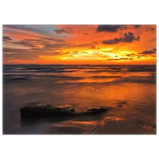 Wallario Teppich Glühender Abendhimmel über dem Meer, rechteckig, rutschfest rot 50 cm x 70 cm