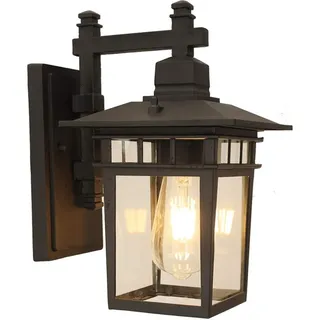 HONY-LIGHT Außenlampe Vintage schwarz Wandlampe Wasserdicht IP23 Aluminiumguss und Glas Aussenleuchte Retro E27 Landhaus Gartenlampe Hauseingang Hoflampe Eingangs Außen-Wandleuchte 27.5 * 18 * 31 cm...