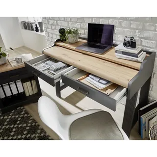 Landhaus Schreibtisch Sekretär Büro Jülich-36 In Graphit Mit Artisan Eiche Nb., B/h/t: Ca. 120/84/53 Cm