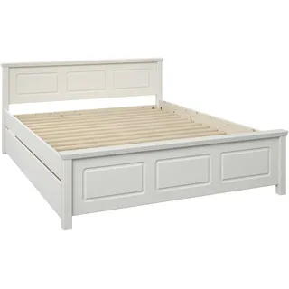 OTTO home Massivholzbett ERIKK', Made in Europe, optional mit Schublade, Massivholz Kiefer (FSC® zertifiziert), in mehreren Größen, Landhausstil mit Kassettenoptik weiß 190 cm x 213 cm x 85,8 cm