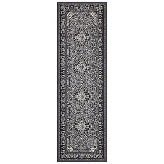 Teppich Orientalischer Kurzflor Teppich Skazar Isfahan Dunkelgrau, NOURISTAN, rechteckig, Höhe: 9 mm grau 80 cm x 250 cm x 9 mm