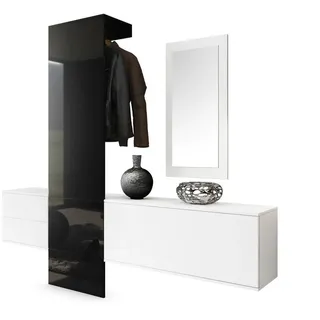 Vladon Wandgarderobe Carlton 208 x 193 x 35 cm Weiß matt/Eiche
