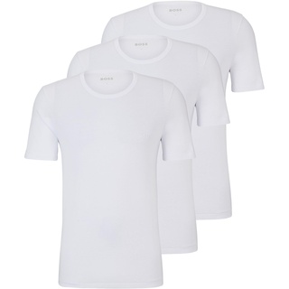 BOSS Herren Tshirt RN 3P Classic Dreier-Pack T-Shirts aus Baumwolle mit Logo-Stickerei Weiß S