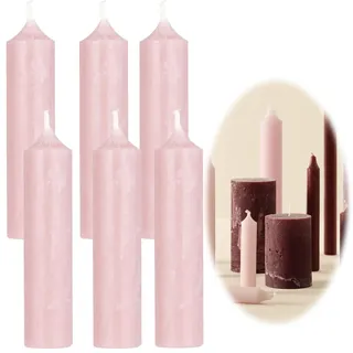 LS-LebenStil Exklusive Stabkerzen 6 Stück Ribe Set Antik-Rosa 11x2,2cm | Made in Denmark - Spitzkerzen Tafelkerzen für die perfekte Tischdeko Hochzeit Taufe Advent Weihnachten Unparfümiert