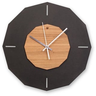 Kreative Feder Wanduhr Designer-Wanduhr „Modern Style“ aus Holz (ohne Ticken; Funk- oder Quarzuhrwerk; elegant, außergewöhnlich, modern) schwarz