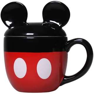 Disney Micky & Freunde geformte Tasse mit Deckel – Mickey Mouse Tasse – 3D-Tasse – Mickey Mouse Küchenzubehör Geschenke, Schwarz