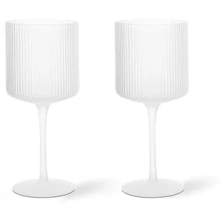 Ferm Living - Ripple Rotweinglas, frosted (2er-Set)