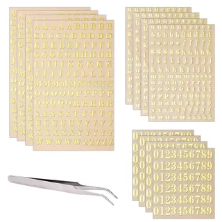 13 Stück Wachsbuchstaben für Kerzen, Buchstaben Aufkleber Gold, Goldene Buchstaben zum Aufkleben Inklusive Pinzette, 12 Blatt goldene Buchstaben, Ideal für Kerzen und Basteln