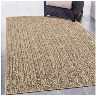Carpetia Outdoorteppich In- & Outdoorteppich Jute-Look, rechteckig, Höhe: 5 mm, robuste Struktur wetterfest & pflegeleicht beige 80 cm x 150 cm x 5 mm