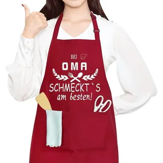 Shoppawhile Kochschürze Lustige Oma Geschenk Schürze Damen für Geburtstag Muttertag rot