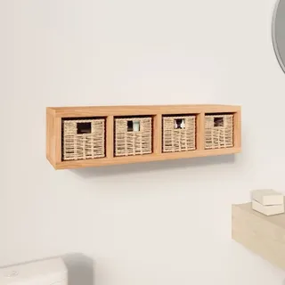 Maison Exclusive - Wandregal mit Körben 62x18x16 cm Massivholz Nussbaum - Braun
