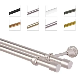 MDEKOR Vorhangstange 2-läufig Ø 19 mm 240 cm Silber
