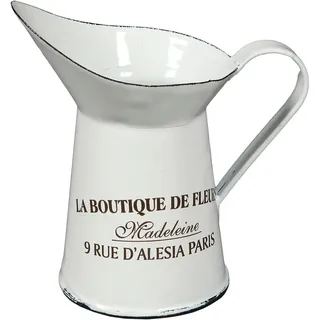 Ambiente Haus Kanne AMBIENTE HAUS "Krug aus Emaille klein in antikweiß", weiß, B:11cm H:12cm, Emaille, Kannen, Karaffe, für In- u. Outdoor, Krug mit schwarzem französischem Aufdruck