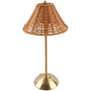 SENECESLI Rattan-Tischlampe, Boho Vintage, Kabellose LED-dimmbare Nachttischlampe mit 3 Farbtemperaturen, 1800 MAh Wiederaufladbar über USB C, Handgefertigte Dekorative Lampe für