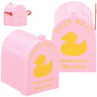 2 Stück magnetischer Kreuzfahrt-Enten-Briefkasten aus Kunststoff, Mini-Enten-Briefkasten, Kreuzfahrtschiff-Türdekoration mit beweglicher Flagge für Kühlschrank-Türspind-Dekorations(Rosa,2)