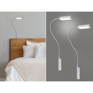 FISCHER & HONSEL LED Leselampe, LED fest integriert, Warmweiß, 2er SET Bett-Leuchten für Kopfende Couch, Schwanenhals-Lampen dimmbar silberfarben