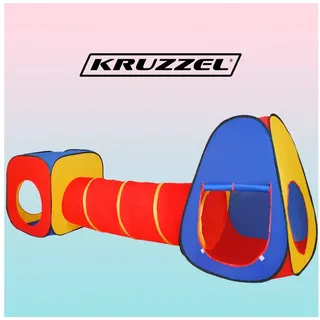 KRUZZEL Tipi-Zelt 3-in-1 Kinderzelt Tipi Wigwam Spielhaus + Tunnel rot