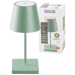 SIGOR Tischleuchte Sigor Akku-Tischleuchte NUINDIE mini 250mm Salbeigrün, Dimmfunktion, LED fest integriert, Tunable White grün