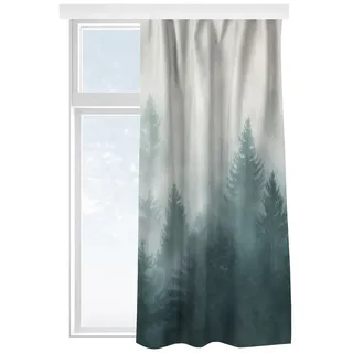 Bilderdepot24 Vorhang Gardine Wald Natur Modern Nebel Türvorhang Raumteiler, Multifunktionsband (1 St), blickdicht, Samt, Schiebegardinen Küche Schlafzimmer Wohnzimmer Schiebevorhang beige 130 cm x 125 cm