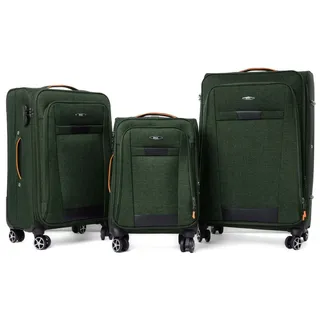 RGL S-030 Kofferset Reisekofferset Stoff 3in1 Koffer Set 3tlg XXL XL L Farbe: Dunkel Grün - Grün