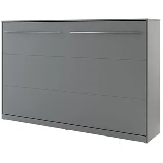 Schrankbett Concept PRO Horizontal, Wandklappbett, Bettschrank, Wandbett, Schrank mit integriertem Klappbett, Funktionsbett (120 x 200 cm, Grau, Horizontal)