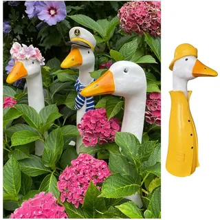 Online-Fuchs Gartenfigur Gänsehals Gartenstecker Gans - lustige Deko Gartenfiguren, Beetstecker, Gänsekopf für außen, 35 bis 38 cm groß