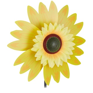 Relaxdays Windrad Blume, Deko Sonnenblume, für Kinder, für Balkon, Terrasse und Garten, Gartenstecker, 70 cm hoch, gelb