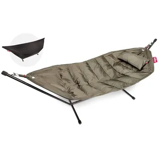 Fatboy Headdemock Deluxe XXL Hängematte inkl. Kissen Taupe Freistehend Outdoor Garten Hängematte Ständer Luxus Hängematte, Tragfähigkeit 150kg - Braun