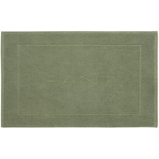 GANT Badematte - Duschvorleger, 50 x 80 cm, Frottee, Bio-Baumwolle, Logo, uni Grün