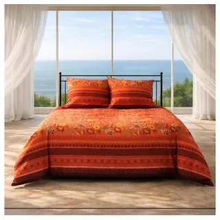 BASSETTI Varigotti Blumen Baumwolle Orange 135 x 200 cm + 80 x 80 cm
