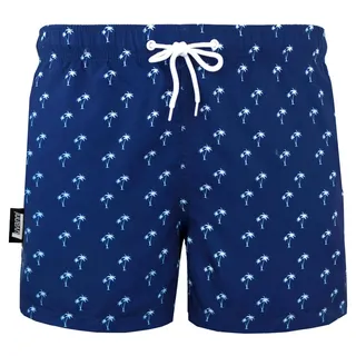 Luvanni Badehose Badehose Herren Schnelltrocknende Beachshorts 22-24v2 Badeshorts Kordelzug Boardshorts Schwimmhose Palmen Palm Insel Orange Weiss Blau weiß L