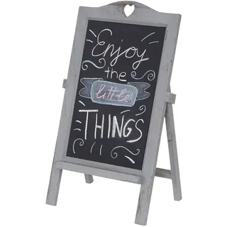 Mendler Werbetafel HWC-E51 66x37x27cm Shabby-Look Vintage - grau | Aufsteller, Kreidetafel