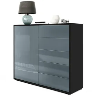 Vladon Ben V2 79 x 74 x 36 cm Schwarz matt / Grau Hochglanz