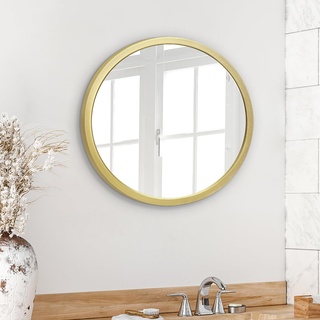 Americanflat 51 cm Gerahmter Gold Runder Spiegel - Gold Kreis Spiegel für Badezimmer, Schlafzimmer, Eingangsbereich, Wohnzimmer - Großer runder Spiegel für Wanddekoration