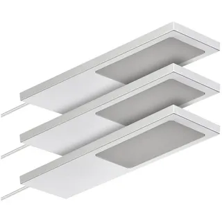 SOTech 3er Set LED Möbelleuchten GIULIA II ohne Sensor silbergrau, 2700K warmweiß inkl. Trafo und Verteiler