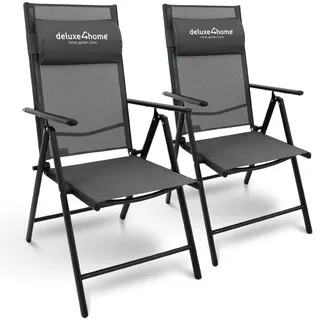 deluxe4home® deluxe4home Gartenstuhl Klappstuhl mit 7 Stufen Verstellbarer Rückenlehne 2er Set