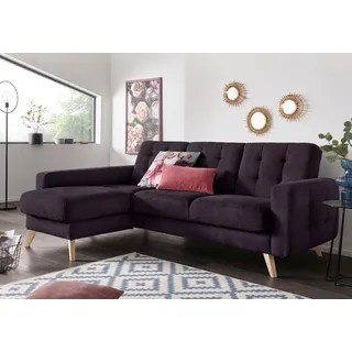 exxpo - sofa fashion Ecksofa EXXPO - SOFA FASHION "Nappa, kompakt und komfortabel, bequem, zeitloses Design, L-Form", lila (purole), B:222cm H:87cm T:156cm, Samtvelours (100% Polyester);Webvelours (100% Polyester), Sofas, Ecksofa, tolle Detailverarbeitung, inkl.
