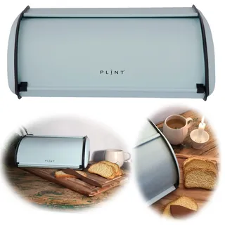 LS-LebenStil Vintage Brotkasten Ice Blau 34cm Metall Retro Brotbox mit Roll-Deckel Aufbewahrungskorb Lüftungslöcher Aufbewahrungsbox Nostalgie Brotkorb zum Frischhalten