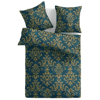 Bettwäsche 2tlg. Bettbezug + Kissenbezug - Floral / Ornament, Bestlivings, Satin Baumwolle, 100% Baumwolle, verd. Reißverschluss, Satin Qualität - Bettdeckenbezug gelb|grün