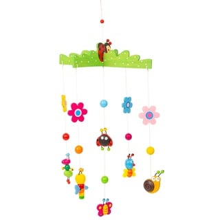 small foot Mobile Frühlingstraum aus Holz, mit bunten Tieren und Blumen, Dekoration Baby Zimmer 11401, Mehrfarbig, Normal