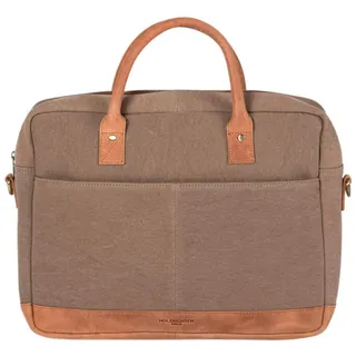 HOLZRICHTER Berlin - Aktentasche aus Leder und Canvas (No 1-2), 30 x 39 x 10 cm Laptoptasche für Herren, Hochwertiges 15" Briefcase für die Arbeit, Businesstasche in Camel/Beige, - M