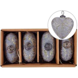 Beliani Weihnachtsbaumkugeln, Grau, Glas, 11x13x10 cm, Dekoration, Weihnachtsdekoration, Weihnachtsbaumschmuck, Weihnachtskugeln