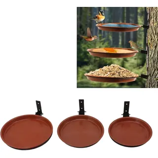 AURIVION Vogelhaus Vogelfutterspender rund für Balkon, Garten & Geländer, Vogeltränke 2–3 Stück mit Wandhalterung für Balkon & Garten